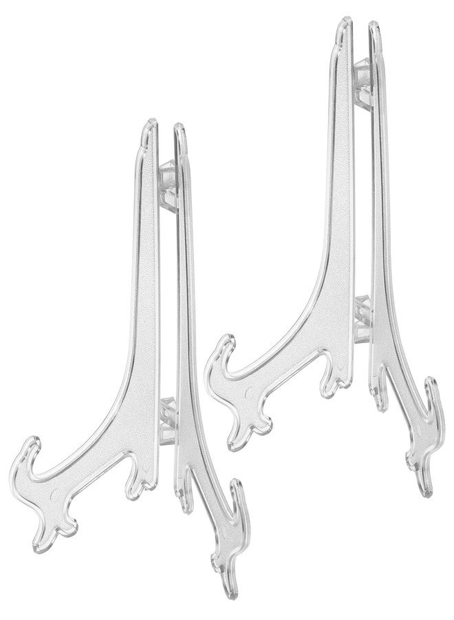 Qulkws 2 pcs 6" Clear Acrylic Display Stand/Plate Stands, Folding Display Plate Holder, Clear Acrylic Easel Stands for Home Office Tables Decoration - Image 1
